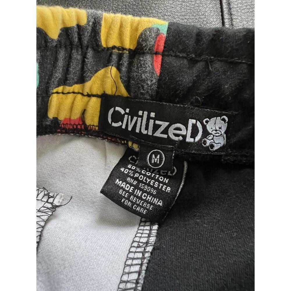 CivilizeD Mens Street Wear Sweat Pants Shorts Hip Hop Size Medium Camo Patch Hit - Picture 6 of 7